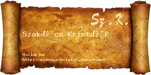 Szakács Kristóf névjegykártya
